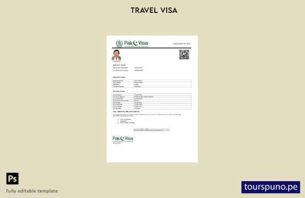 listo para imprimir la visa electrónica de Pakistán en plantilla de Word y PDF