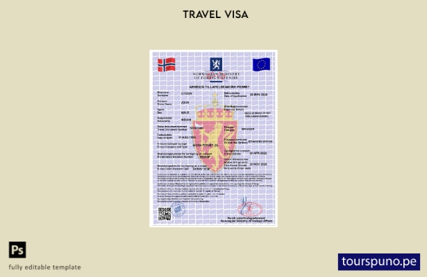 listo para imprimir permiso de trabajo de Noruega, plantilla de visa electrónica