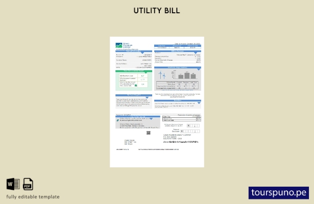 Plantilla de factura de servicios públicos lista para imprimir de EE. UU. Green