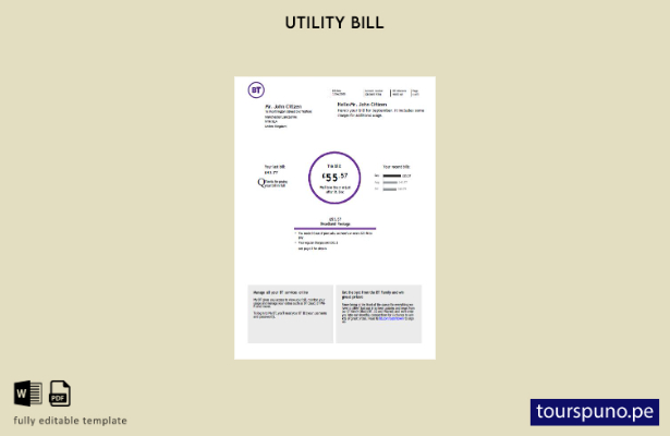 lista para imprimir plantilla de factura de servicios públicos BT del Reino Unid
