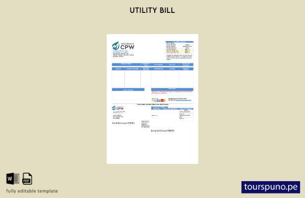 lista para imprimir plantilla de factura de servicios públicos CPW de EE. UU.