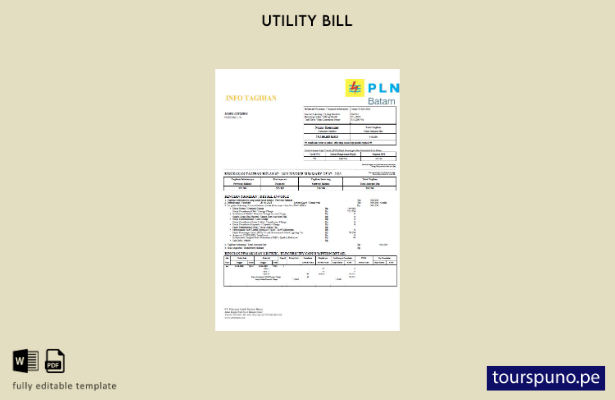 lista para imprimir plantilla de factura de servicios públicos PLN Batam de Indo