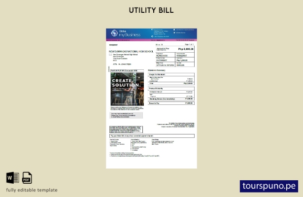 lista para imprimir plantilla de factura de servicios públicos de Filipinas Gl 1