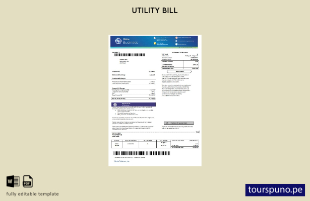 lista para imprimir plantilla de factura de servicios públicos de Filipinas Glob