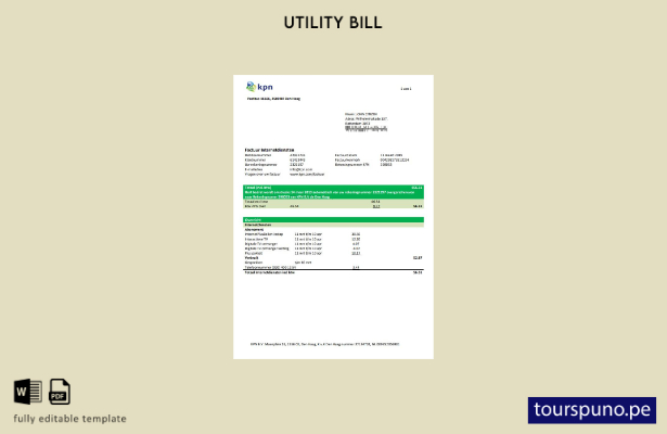 lista para imprimir plantilla de factura de servicios públicos de KPN de los Paí