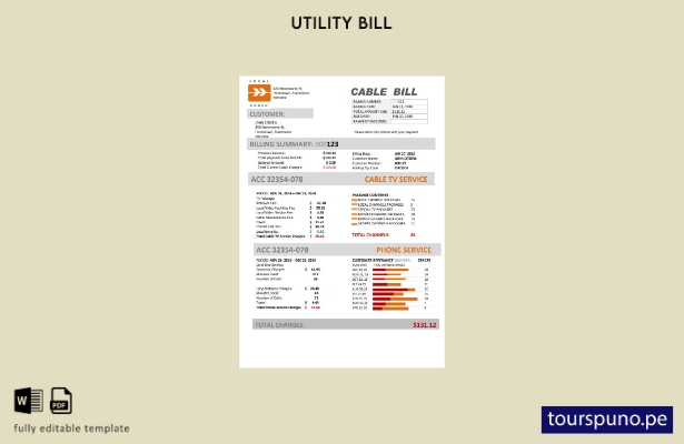lista para imprimir plantilla de factura de servicios públicos de USA Marine Loc