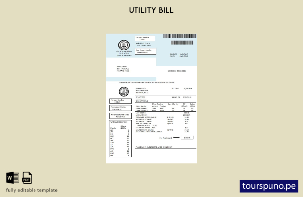 lista para imprimir plantilla de factura de servicios públicos de agua de EE. UU