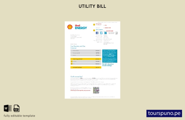 lista para imprimir plantilla de factura de servicios públicos de energía Shell