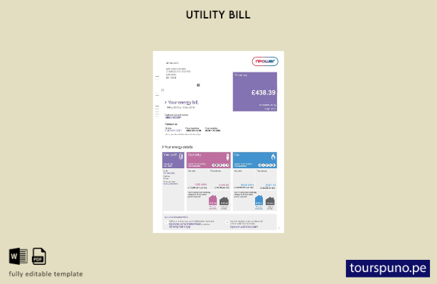 lista para imprimir plantilla de versión de factura de servicios públicos Npower