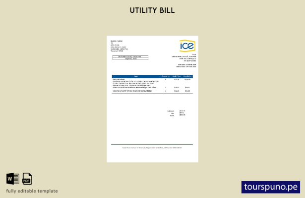 listo para imprimir Costa Rica Plantilla de factura de servicios públicos del In