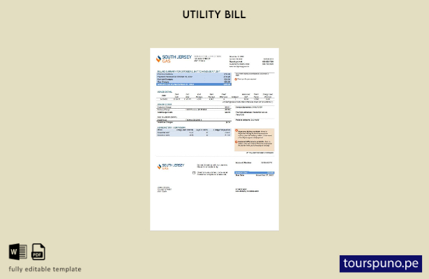 listo para imprimir Plantilla de factura de servicios públicos de gas del sur de