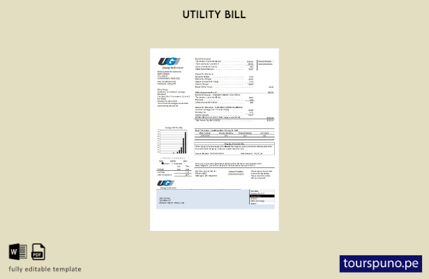 listo para imprimir plantilla de factura de servicios públicos UGI Utilities de