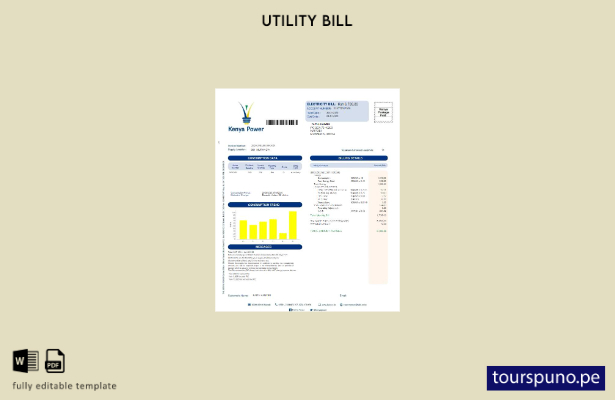 listo para imprimir plantilla de factura de servicios públicos de energía de Ken
