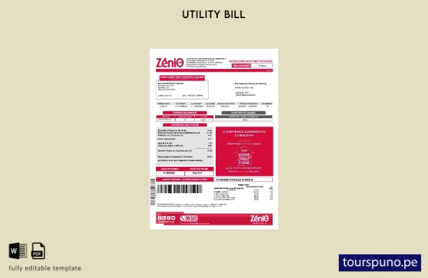 listo para imprimir plantilla de word   factura de servicios públicos Zenith de